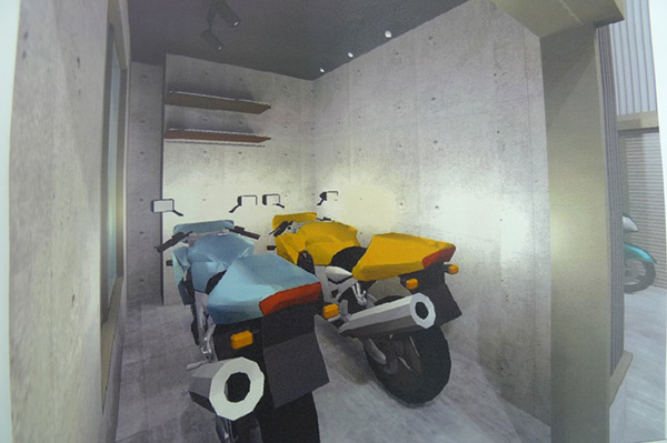 ビルトインガレージ バイク置場