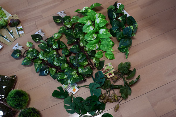 長いツタ植物のフェイクは便器や壁の白を埋めるために購入